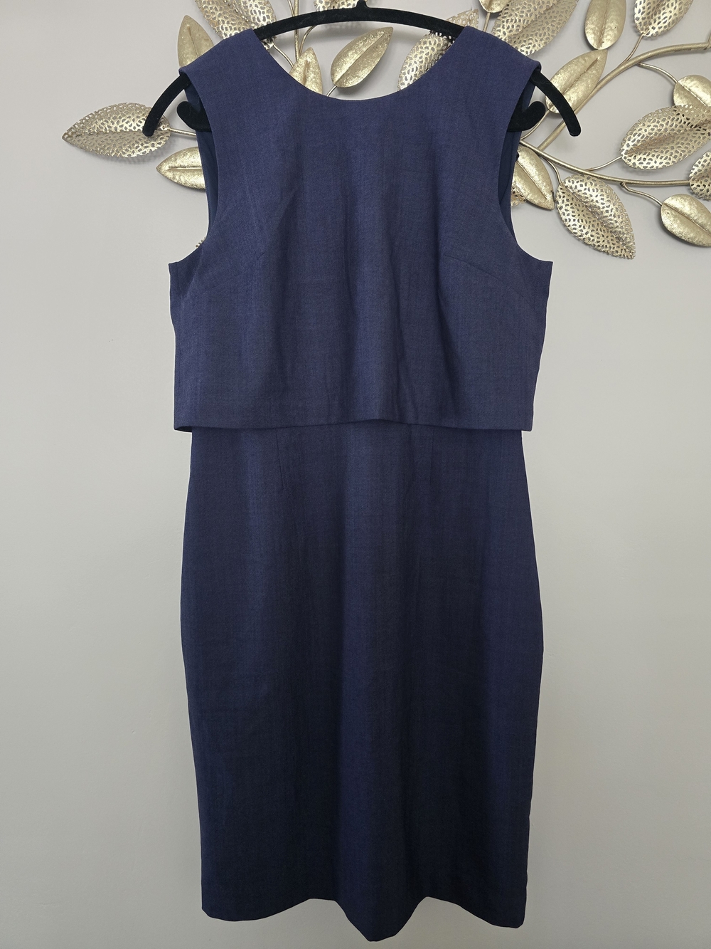 Banana Republic Wool Navy Layered Sheath Dress Sz 8